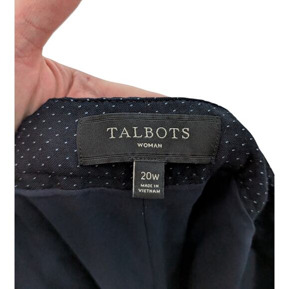 Talbot's Women's Plus Sz 20W Navy Polka Dot Wool Dress Pants Lined Slim Leg - Picture 5 of 6